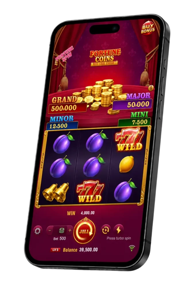Fortune Coins slot gameplay on a mobile phone