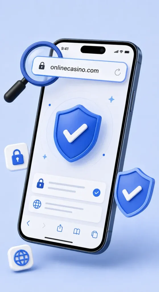Checking a casino website address to see if the site is legit