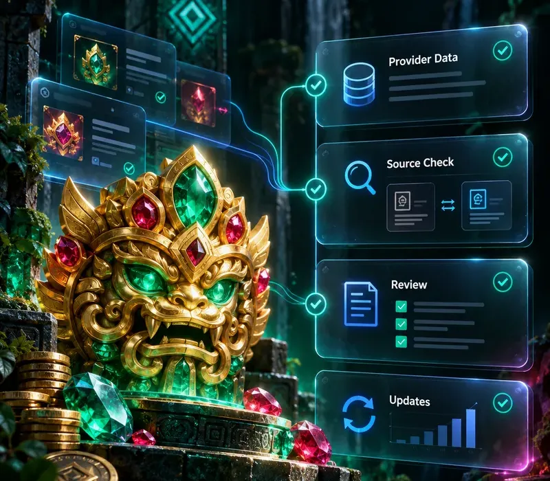 How We Verify Fortune Gems data with provider checks, source comparison, reviews and updates